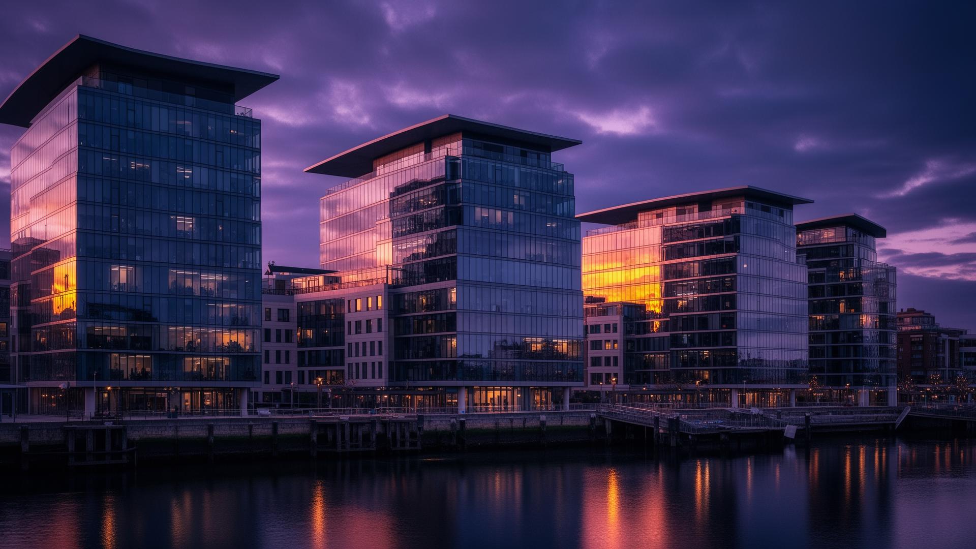 London Docklands at blue hour